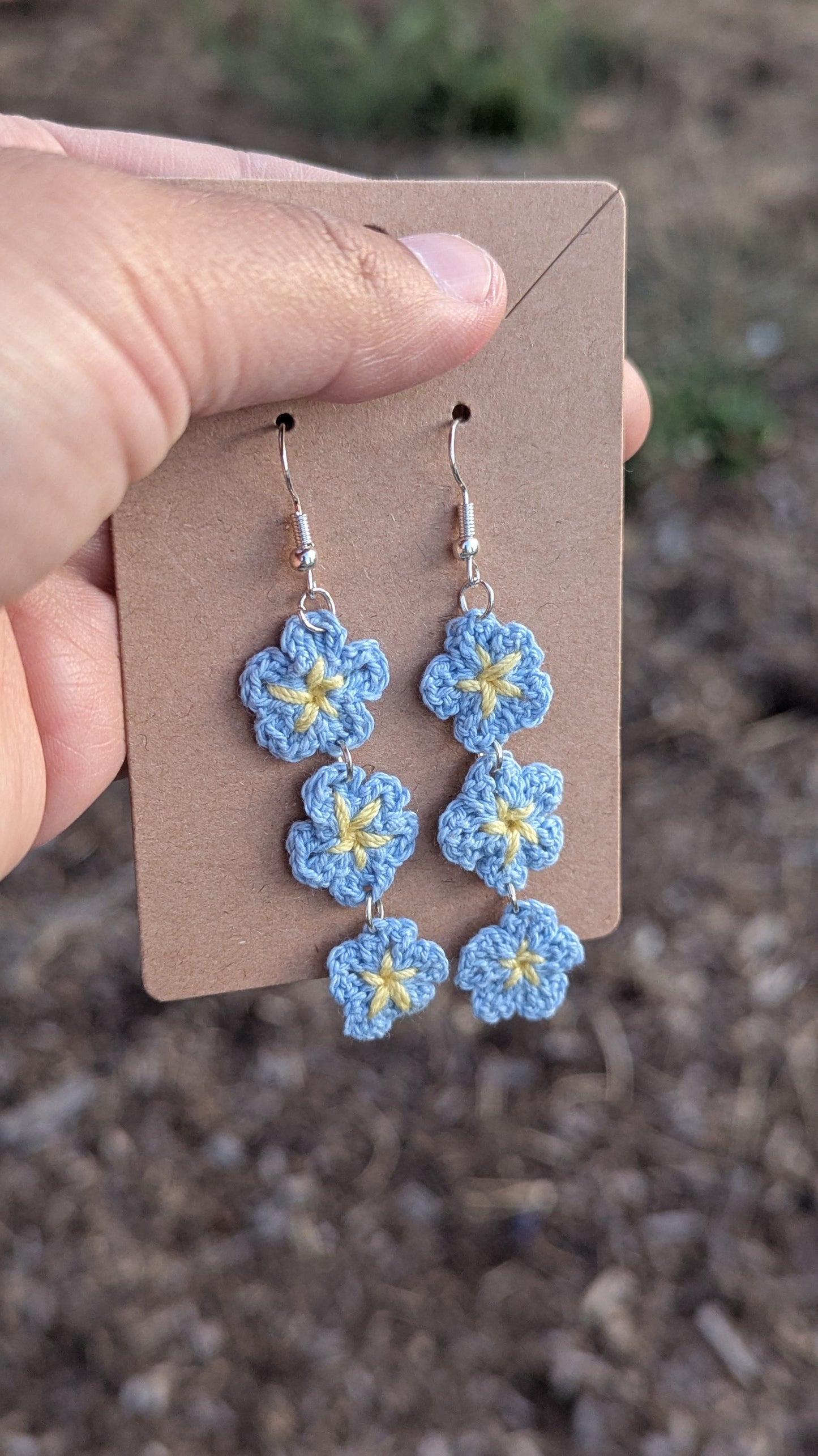 Microcrochet Forget-Me-Not Dangle Earrings