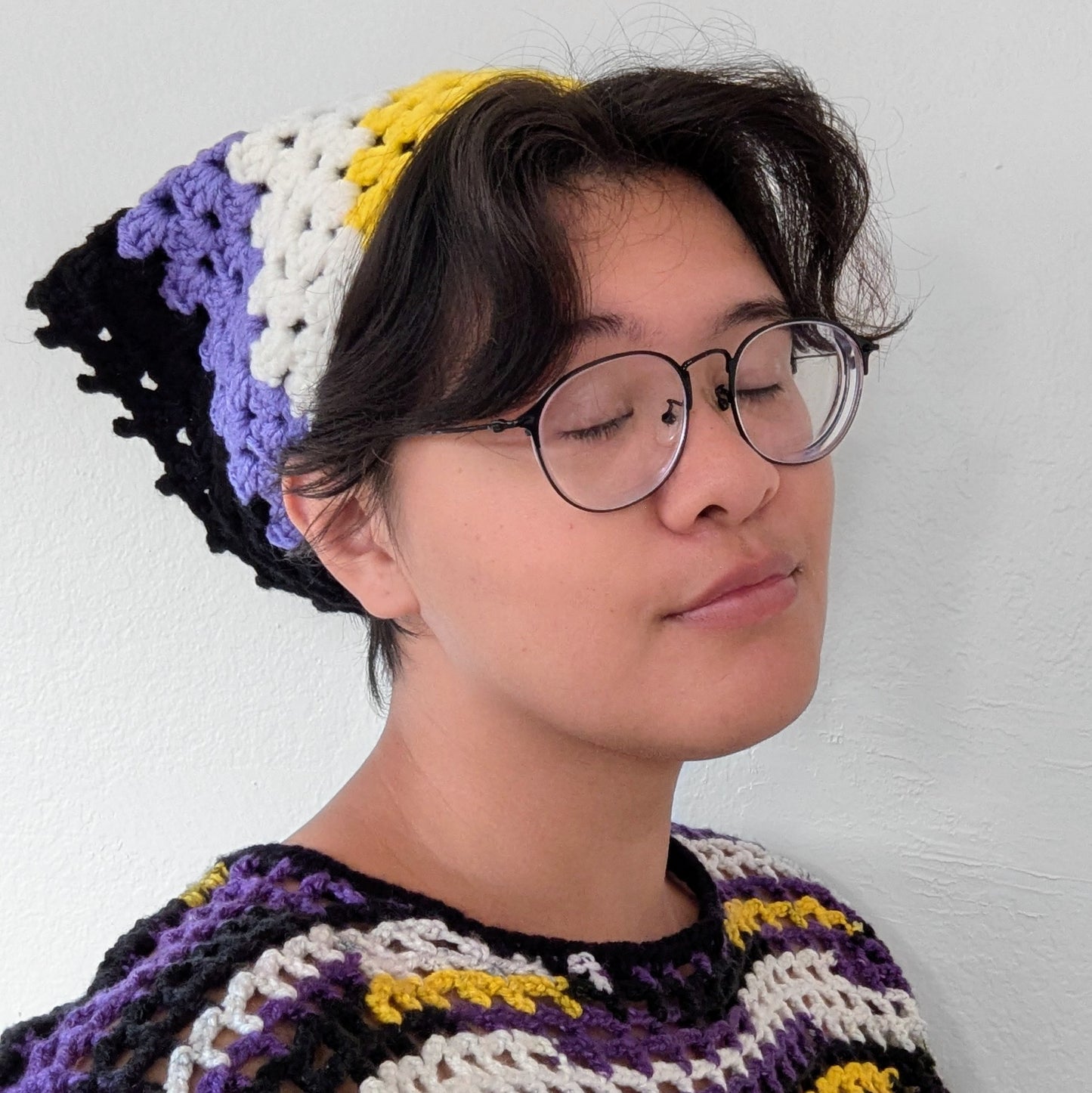 Crochet Nonbinary Pride Bandana