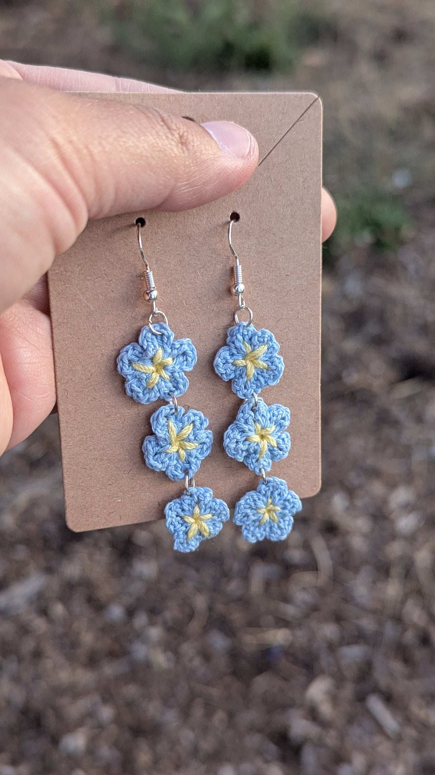 Microcrochet Forget-Me-Not Dangle Earrings
